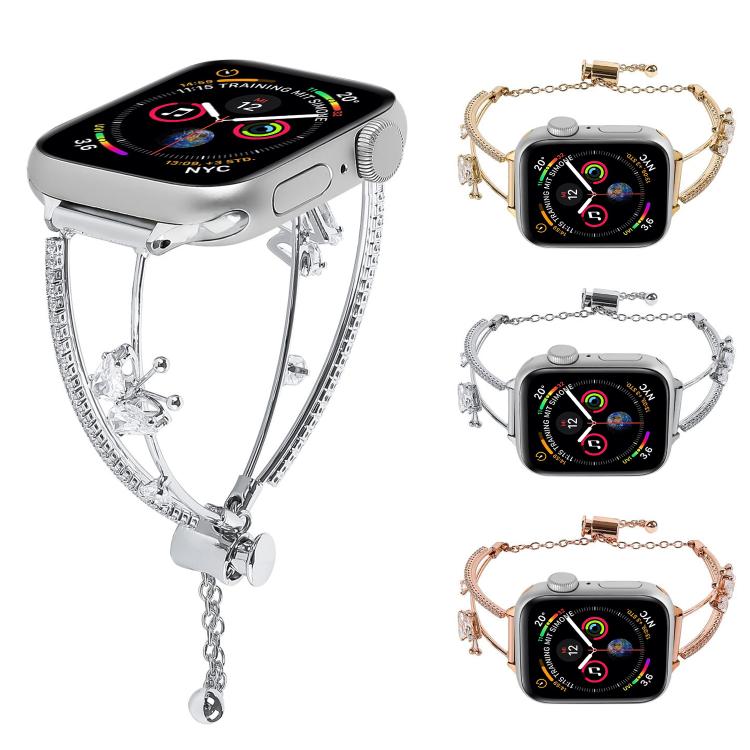 Copper-Inlaid Butterfly Zircon Bracelet Watch Band, For Apple Watch 46mm / 49mm / 45mm / 44mm, For Apple Watch 42mm / 41mm / 40mm / 38mm