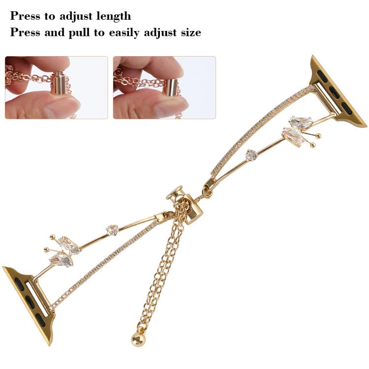 Copper-Inlaid Butterfly Zircon Bracelet Watch Band, For Apple Watch 46mm / 49mm / 45mm / 44mm, For Apple Watch 42mm / 41mm / 40mm / 38mm
