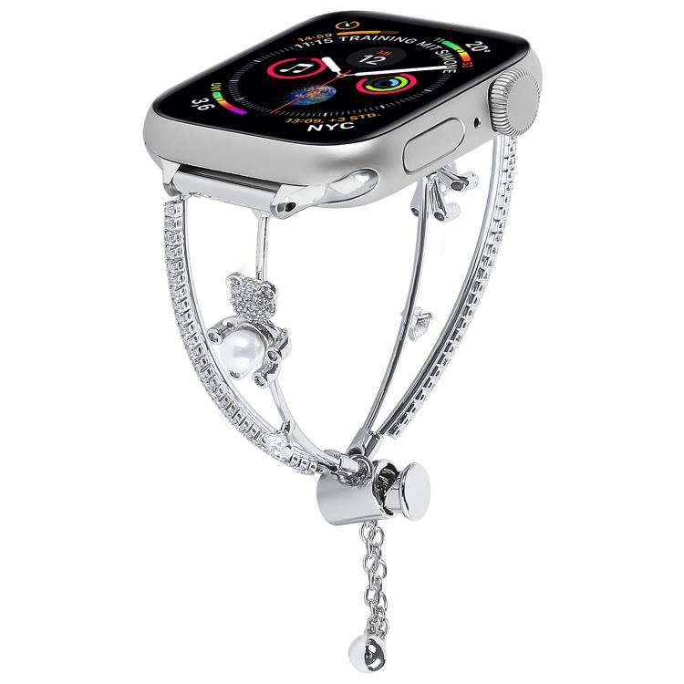 Copper-Inlaid Bear Zircon Bracelet Watch Band, For Apple Watch 46mm / 49mm / 45mm / 44mm, For Apple Watch 42mm / 41mm / 40mm / 38mm