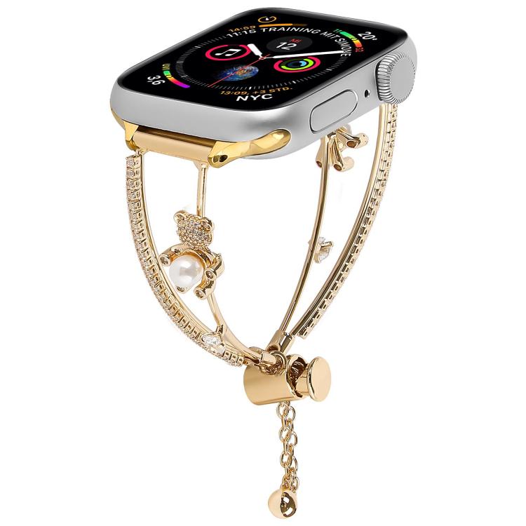 Copper-Inlaid Bear Zircon Bracelet Watch Band, For Apple Watch 46mm / 49mm / 45mm / 44mm, For Apple Watch 42mm / 41mm / 40mm / 38mm