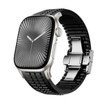 Knurled Texture Folding Buckle Silicone Watch Band, For Apple Watch 46mm / 49mm / 45mm / 44mm