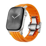 Knurled Texture Folding Buckle Silicone Watch Band, For Apple Watch 46mm / 49mm / 45mm / 44mm