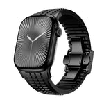 Knurled Texture Folding Buckle Silicone Watch Band, For Apple Watch 46mm / 49mm / 45mm / 44mm