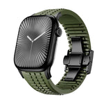 Knurled Texture Folding Buckle Silicone Watch Band, For Apple Watch 46mm / 49mm / 45mm / 44mm