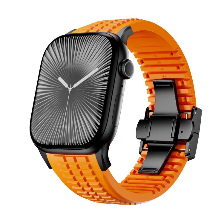 Knurled Texture Folding Buckle Silicone Watch Band, For Apple Watch 46mm / 49mm / 45mm / 44mm