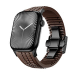 Knurled Texture Folding Buckle Silicone Watch Band, For Apple Watch 46mm / 49mm / 45mm / 44mm