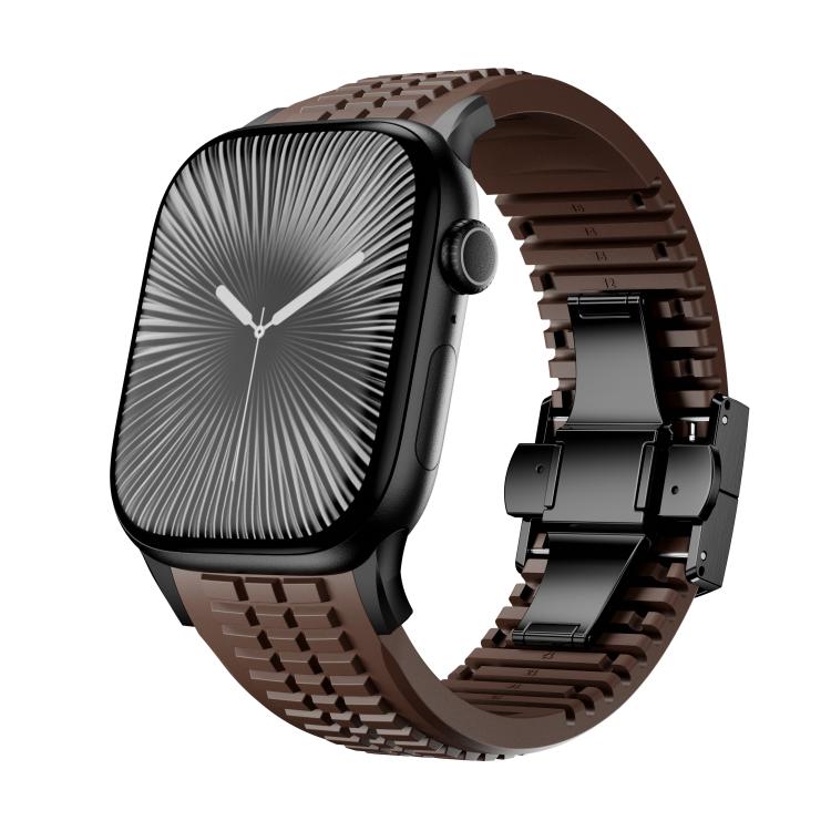 Knurled Texture Folding Buckle Silicone Watch Band, For Apple Watch 46mm / 49mm / 45mm / 44mm