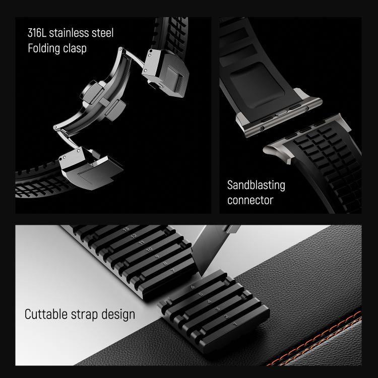 Knurled Texture Folding Buckle Silicone Watch Band, For Apple Watch 46mm / 49mm / 45mm / 44mm