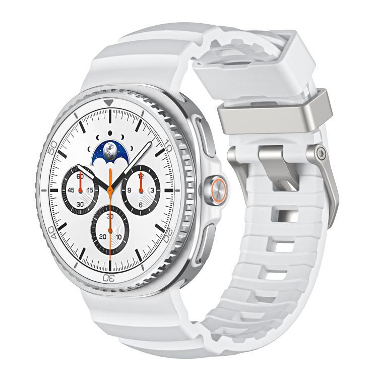 Silver Buckle Silicone Watch Band, For Samsung Galaxy Watch8 / Watch8 Classic