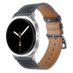 Stainless Steel Silver Buckle Genuine Leather Watch Band, For Samsung Galaxy Watch8 / Watch8 Classic