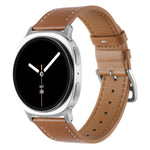 Stainless Steel Silver Buckle Genuine Leather Watch Band, For Samsung Galaxy Watch8 / Watch8 Classic
