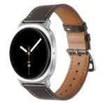 Stainless Steel Silver Buckle Genuine Leather Watch Band, For Samsung Galaxy Watch8 / Watch8 Classic