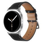 Stainless Steel Silver Buckle Genuine Leather Watch Band, For Samsung Galaxy Watch8 / Watch8 Classic
