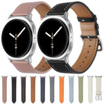 Stainless Steel Silver Buckle Genuine Leather Watch Band, For Samsung Galaxy Watch8 / Watch8 Classic