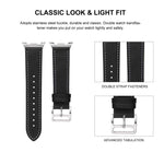 Stainless Steel Silver Buckle Genuine Leather Watch Band, For Samsung Galaxy Watch8 / Watch8 Classic