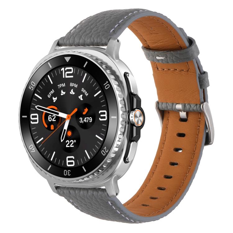 Lychee Texture Genuine Leather Watch Band, For Samsung Galaxy Watch8 / Watch8 Classic