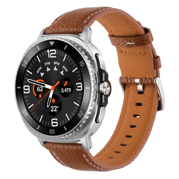 Lychee Texture Genuine Leather Watch Band, For Samsung Galaxy Watch8 / Watch8 Classic