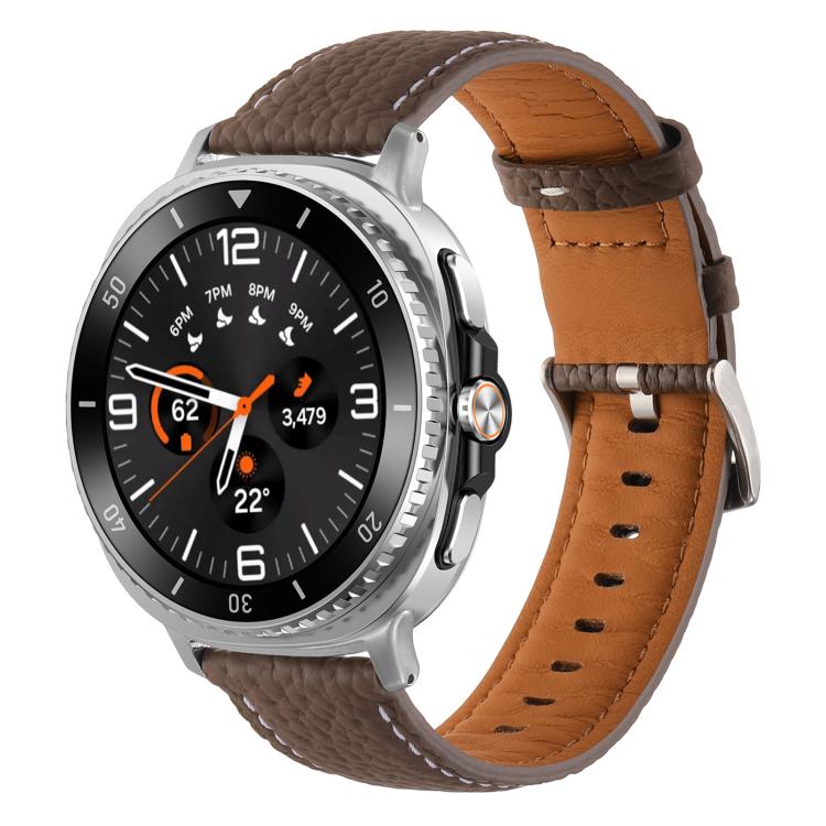 Lychee Texture Genuine Leather Watch Band, For Samsung Galaxy Watch8 / Watch8 Classic