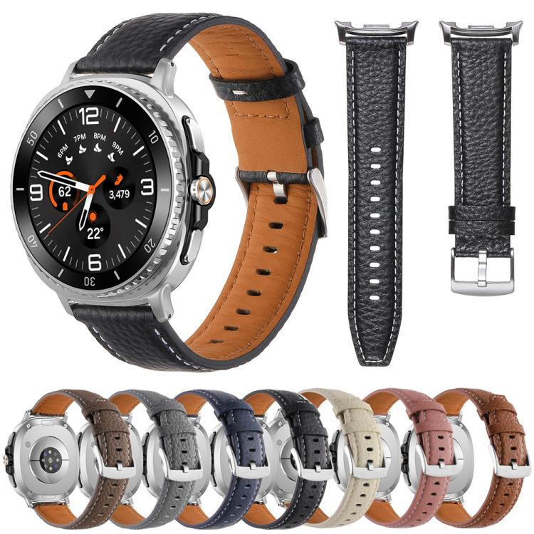 Lychee Texture Genuine Leather Watch Band, For Samsung Galaxy Watch8 / Watch8 Classic