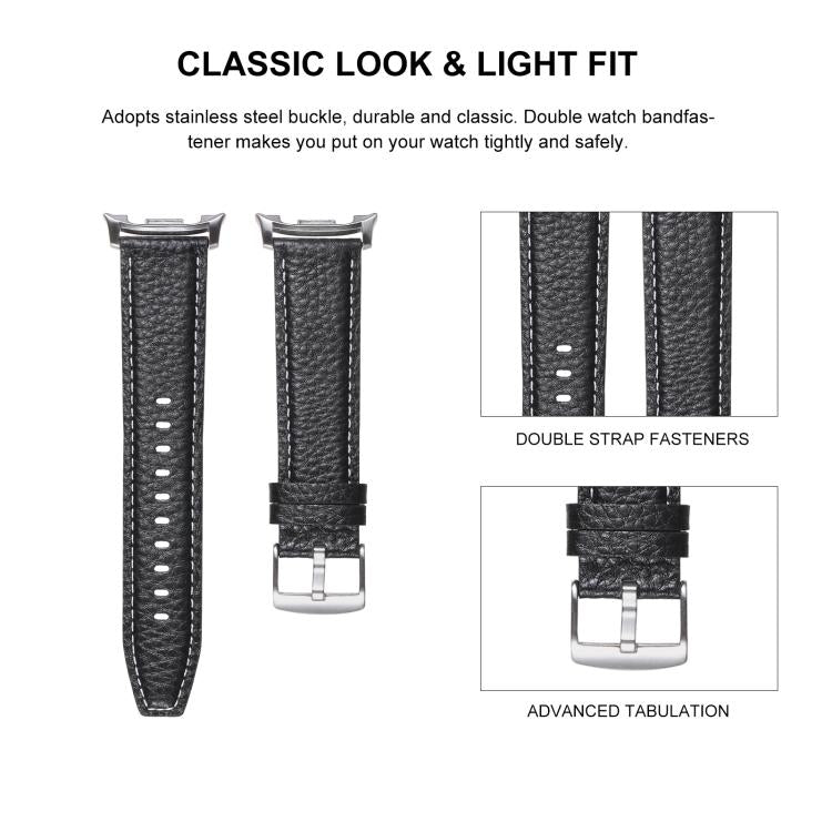 Lychee Texture Genuine Leather Watch Band, For Samsung Galaxy Watch8 / Watch8 Classic