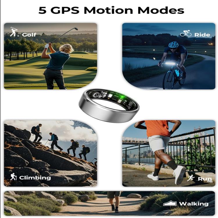 R100 SIZE 8 Smart Ring, Support Heart Rate / Blood Oxygen / Sleep Monitoring / Remote Photography