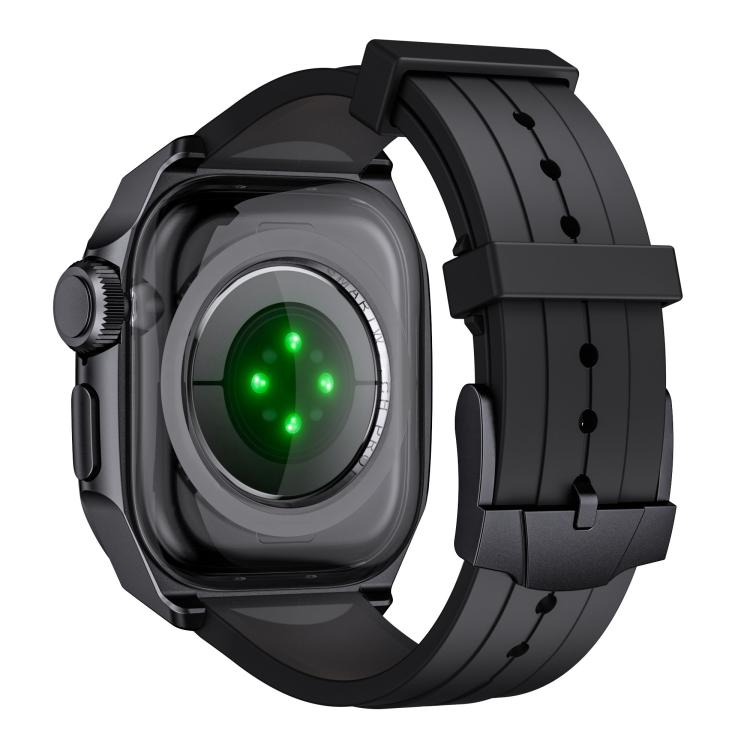 Scale Model Integrated Metal Frame Silicone Watch Band, For Apple Watch Series 10 46mm