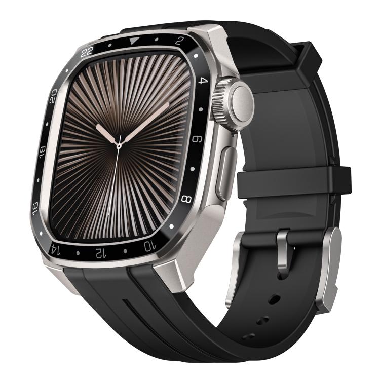 Scale Model Integrated Metal Frame Silicone Watch Band, For Apple Watch Series 10 46mm