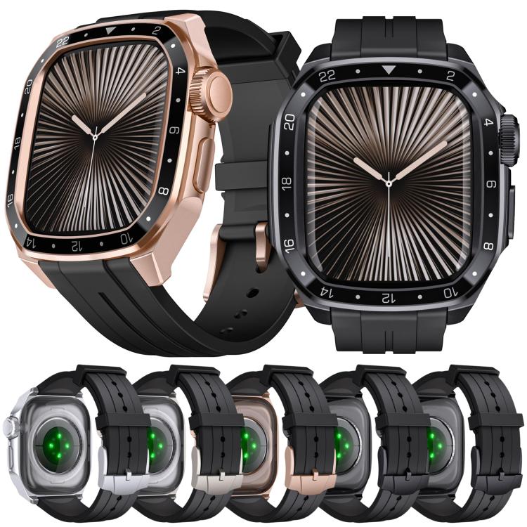 Scale Model Integrated Metal Frame Silicone Watch Band, For Apple Watch Series 10 46mm