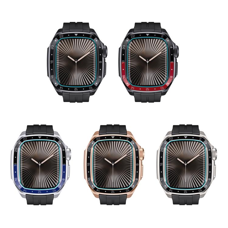 Scale Model Integrated Metal Frame Silicone Watch Band, For Apple Watch Series 10 46mm