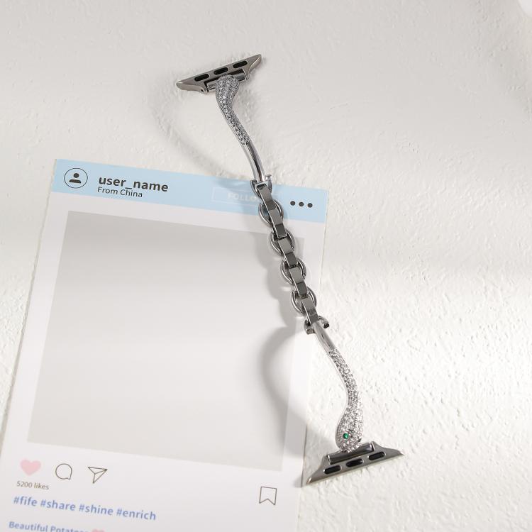 Copper Inlaid Zircon Snake Head Watch Band, For Apple Watch 46mm / 49mm / 45mm / 44mm, For Apple Watch 42mm / 41mm / 40mm / 38mm