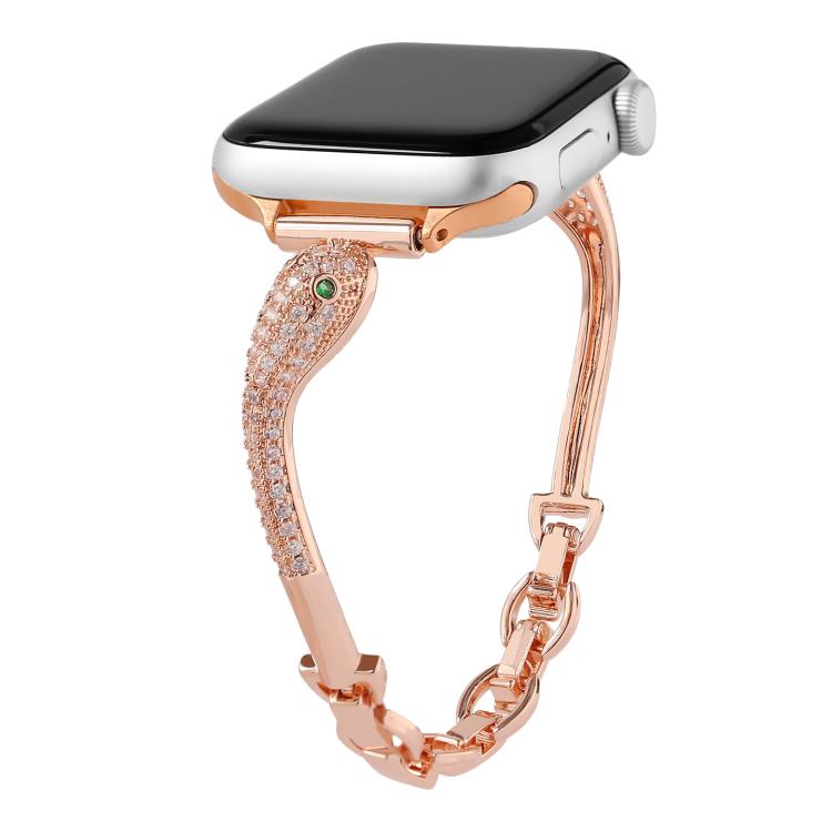 Copper Inlaid Zircon Snake Head Watch Band, For Apple Watch 46mm / 49mm / 45mm / 44mm, For Apple Watch 42mm / 41mm / 40mm / 38mm