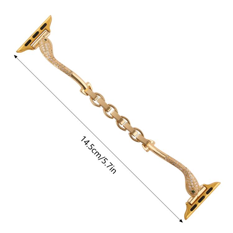 Copper Inlaid Zircon Snake Head Watch Band, For Apple Watch 46mm / 49mm / 45mm / 44mm, For Apple Watch 42mm / 41mm / 40mm / 38mm