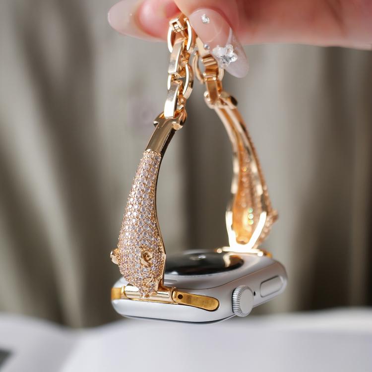 Copper Inlaid Zircon Leopard Head Watch Band, For Apple Watch 46mm / 49mm / 45mm / 44mm, For Apple Watch 42mm / 41mm / 40mm / 38mm