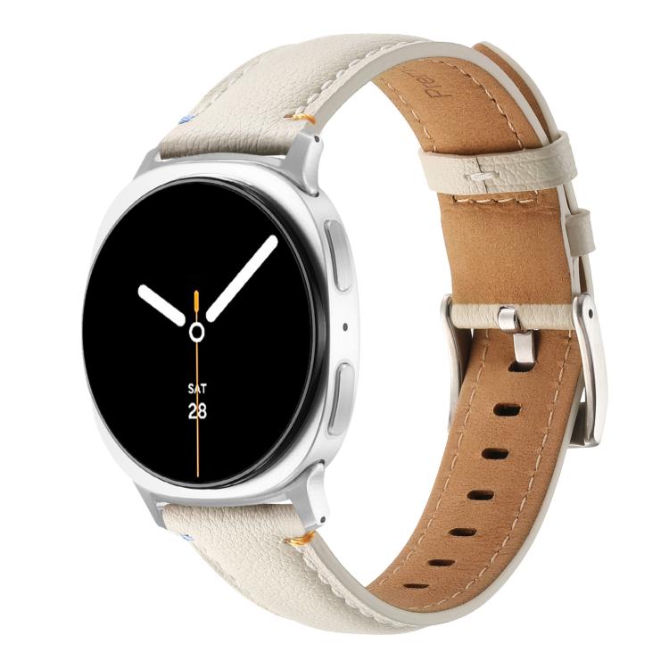 Stitched Genuine Leather Watch Band, For Samsung Galaxy Watch8 / Watch8 Classic