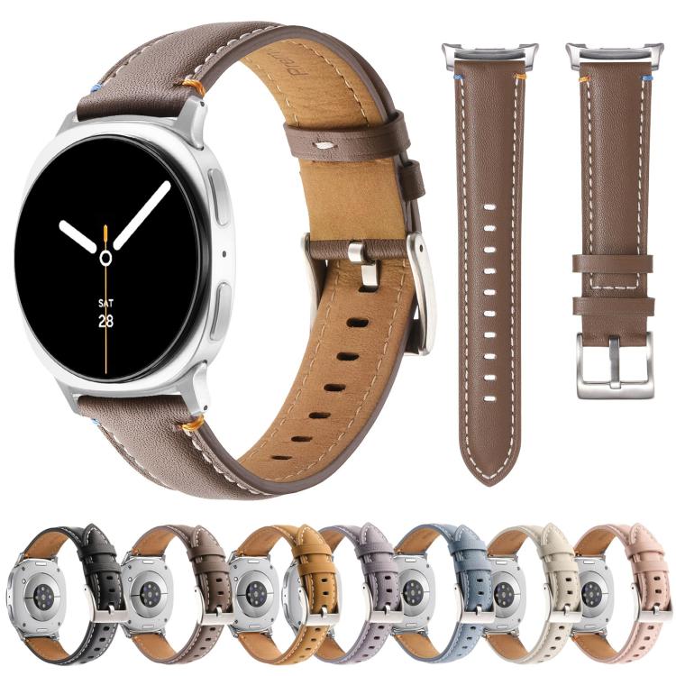 Stitched Genuine Leather Watch Band, For Samsung Galaxy Watch8 / Watch8 Classic