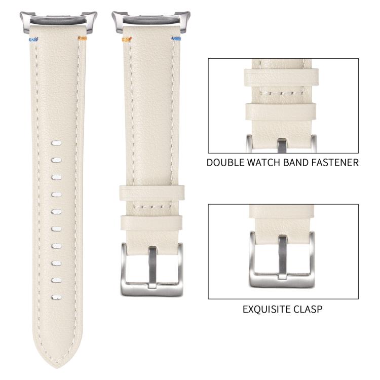 Stitched Genuine Leather Watch Band, For Samsung Galaxy Watch8 / Watch8 Classic