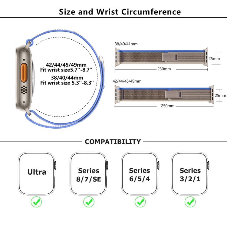 Wild Path Loop Nylon Watch Band with 3D Curved Film, For Apple Watch Series 10 46mm, For Apple Watch Series 10 42mm, For Apple Watch 6 / 5 / 4 / SE 44mm