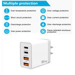 شاحن هاتف محمول TE-PD44 بأربعة منافذ مزدوج USB-A مزدوج Type-C، قابس الاتحاد الأوروبي، قابس الولايات المتحدة