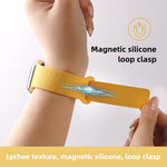Lychee Pattern Magnetic Loop Silicone Watch Band, For Apple Watch 46mm / 49mm / 45mm / 44mm, For Apple Watch 42mm / 41mm / 40mm / 38mm