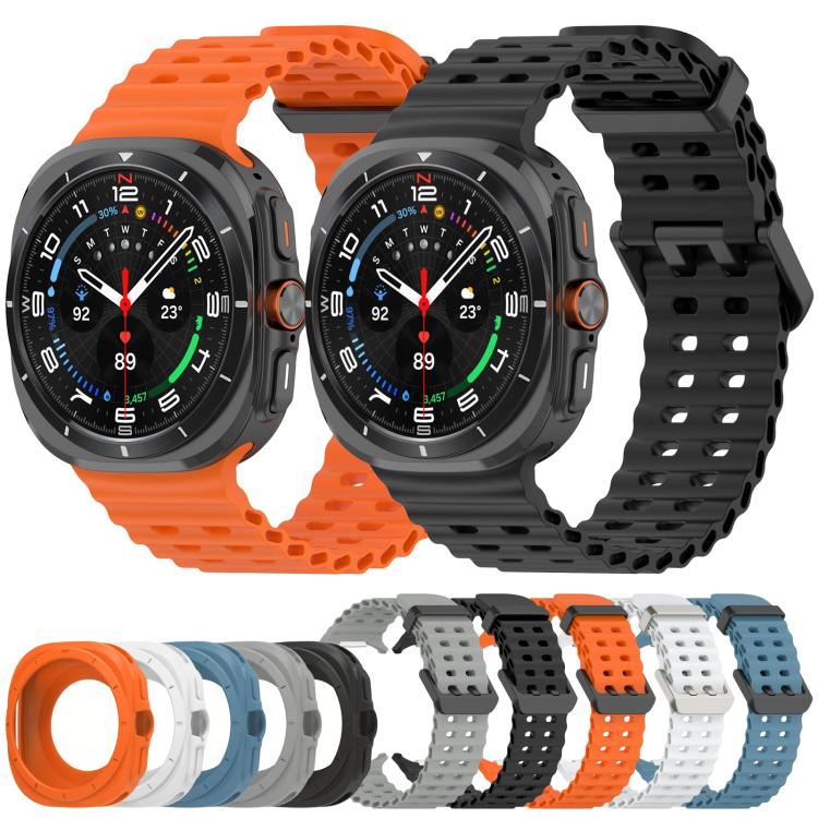 Silicone Watch Cover Marine Dual Buckle Silicone Watch Band, For Samsung Galaxy Watch 47mm / Ultra 2025