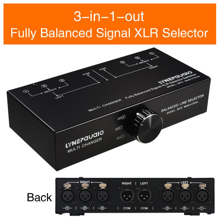 B072 3 Input 1 Output Fully Balanced Signal Selector 3-Channel Balanced Line Selector, No Need For External Power Supply Lossless Switching, B072