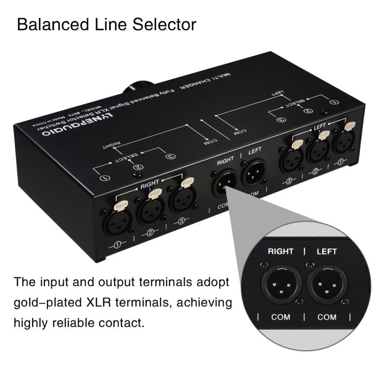 B072 3 Input 1 Output Fully Balanced Signal Selector 3-Channel Balanced Line Selector, No Need For External Power Supply Lossless Switching, B072