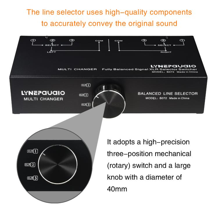 B072 3 Input 1 Output Fully Balanced Signal Selector 3-Channel Balanced Line Selector, No Need For External Power Supply Lossless Switching, B072