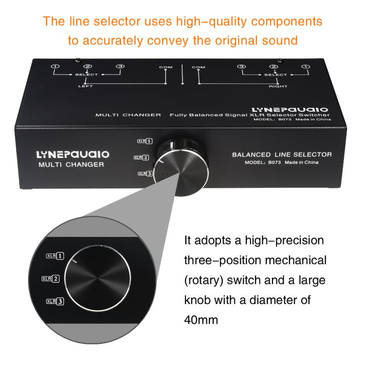 B073 1 Input 3 Output Fully Balanced Signal Selector 3-Channel Balanced Line Selector, No Need For External Power Supply Lossless Switching, B073