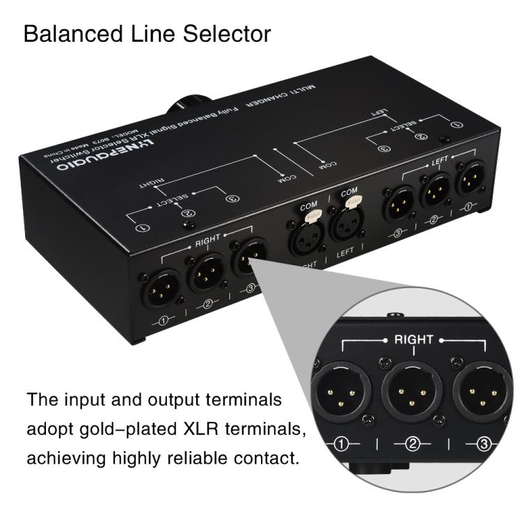 B073 1 Input 3 Output Fully Balanced Signal Selector 3-Channel Balanced Line Selector, No Need For External Power Supply Lossless Switching, B073