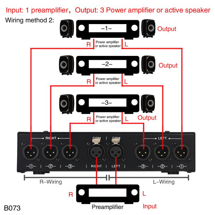 B073 1 Input 3 Output Fully Balanced Signal Selector 3-Channel Balanced Line Selector, No Need For External Power Supply Lossless Switching, B073