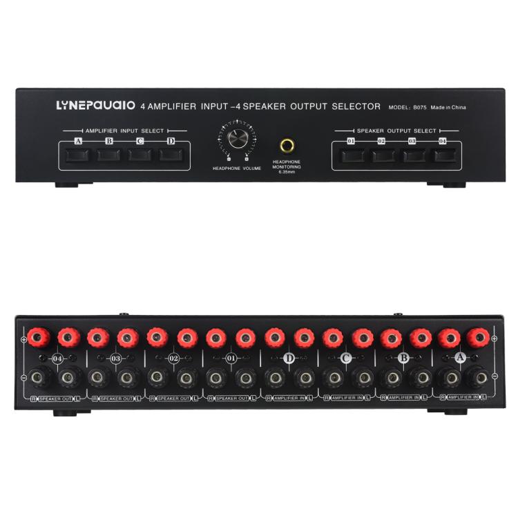 B075 4 Input 4 Ooutput Power Amplifier Speaker Selector Switcher,  300W Sound Quality Per Channel No Loss, B075