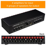 B075 4 Input 4 Ooutput Power Amplifier Speaker Selector Switcher,  300W Sound Quality Per Channel No Loss, B075