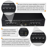 B075 4 Input 4 Ooutput Power Amplifier Speaker Selector Switcher,  300W Sound Quality Per Channel No Loss, B075