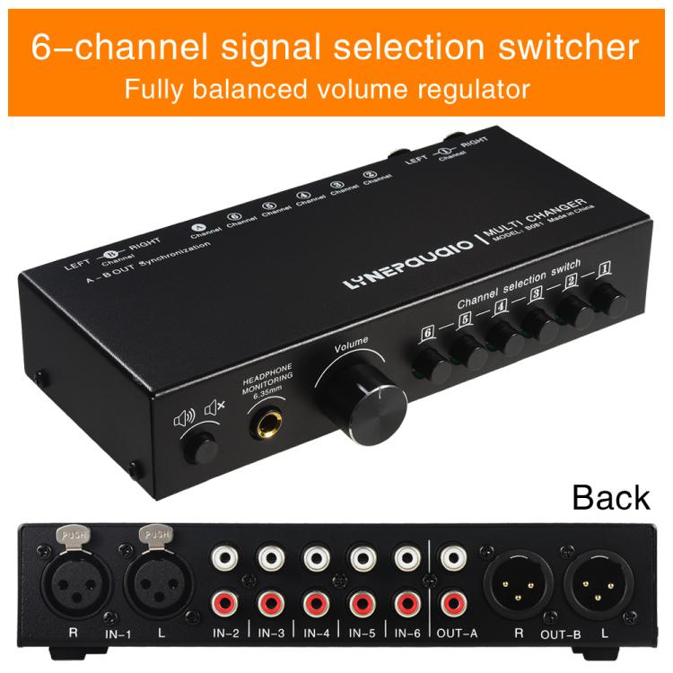 B081 6 Input 3 Outupt Audio Signal Selector Switcher Multi-channel Switcher, Fully Balanced Passive Front Active Speaker Volume Controller RCA Selector, B081